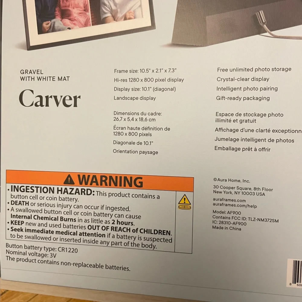 Aura Carver gravel with white mat HD photo frame